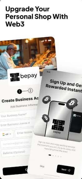 BePay Client onboarding for setting up a personal shop with Web3