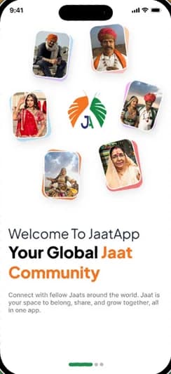 Jatt App welcome screen: Your Global Jaat Community