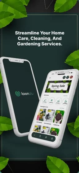 LawnOlu welcome screen for home care, cleaning, and gardening services